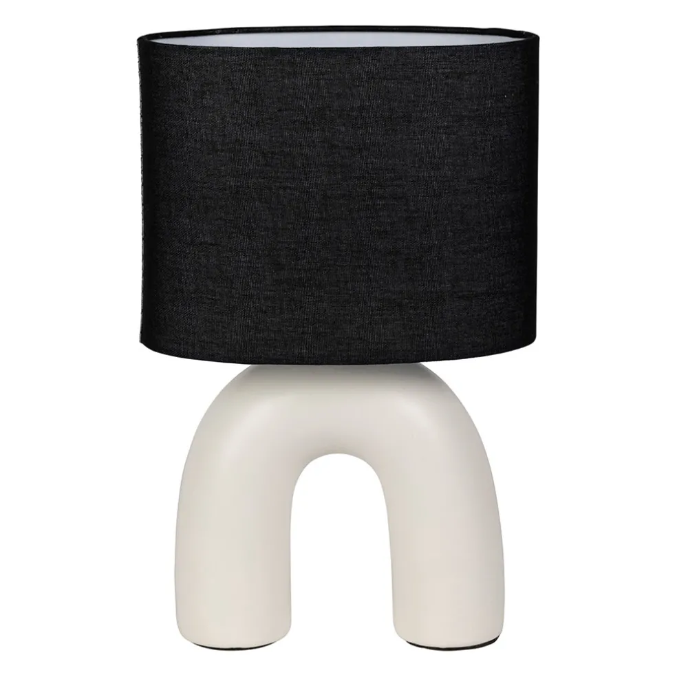 Lampe en céramique et coton ecru et noir h34.5cm - Organic