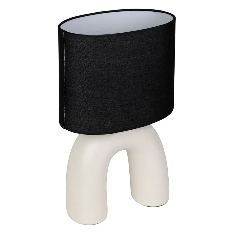 Lampe en céramique et coton ecru et noir h34.5cm - Organic