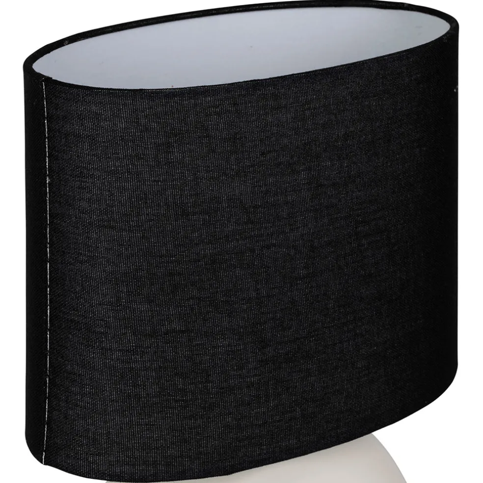 Lampe en céramique et coton ecru et noir h34.5cm - Organic