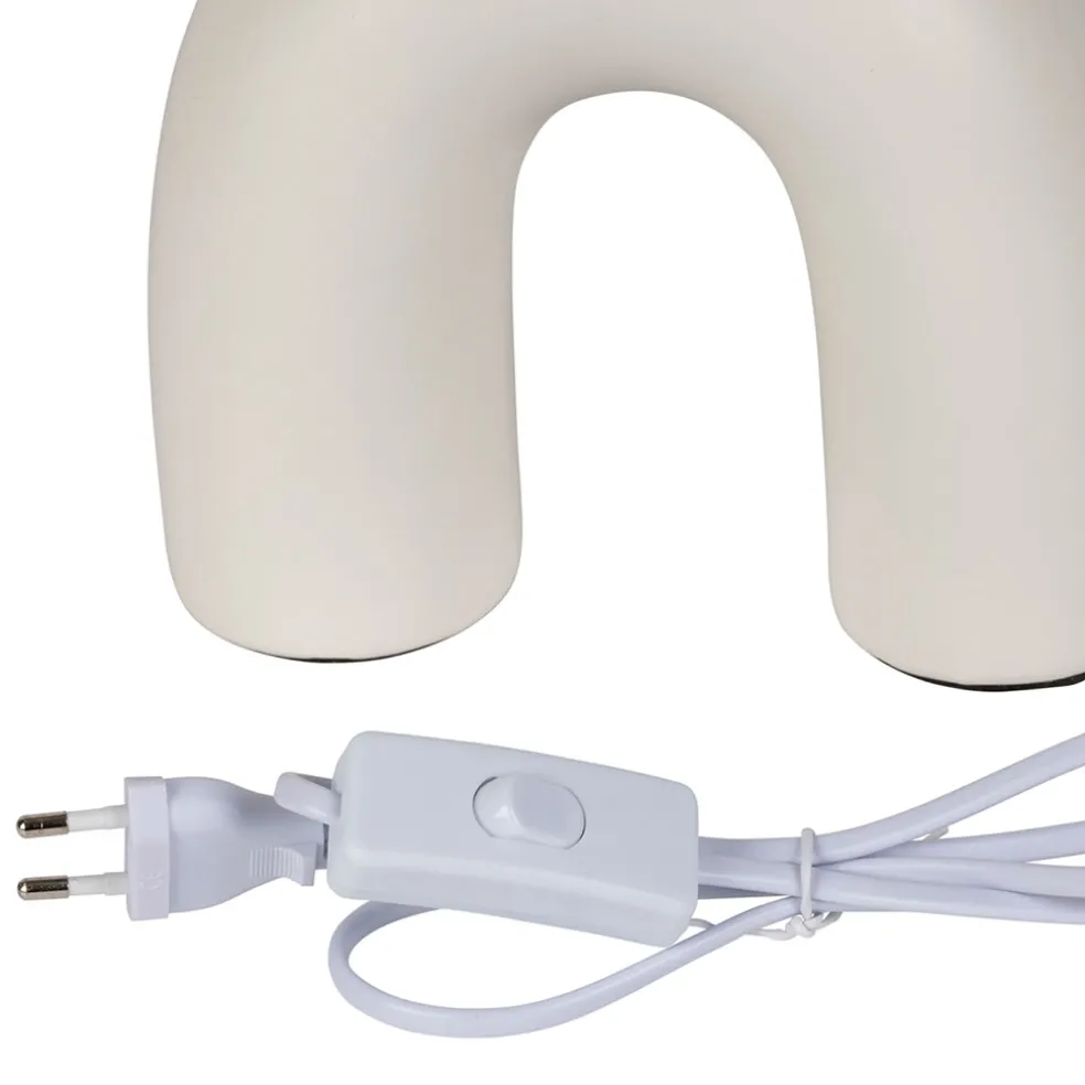 Lampe en céramique et coton ecru et noir h34.5cm - Organic