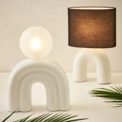 Lampe en céramique et coton ecru h32cm - Organic