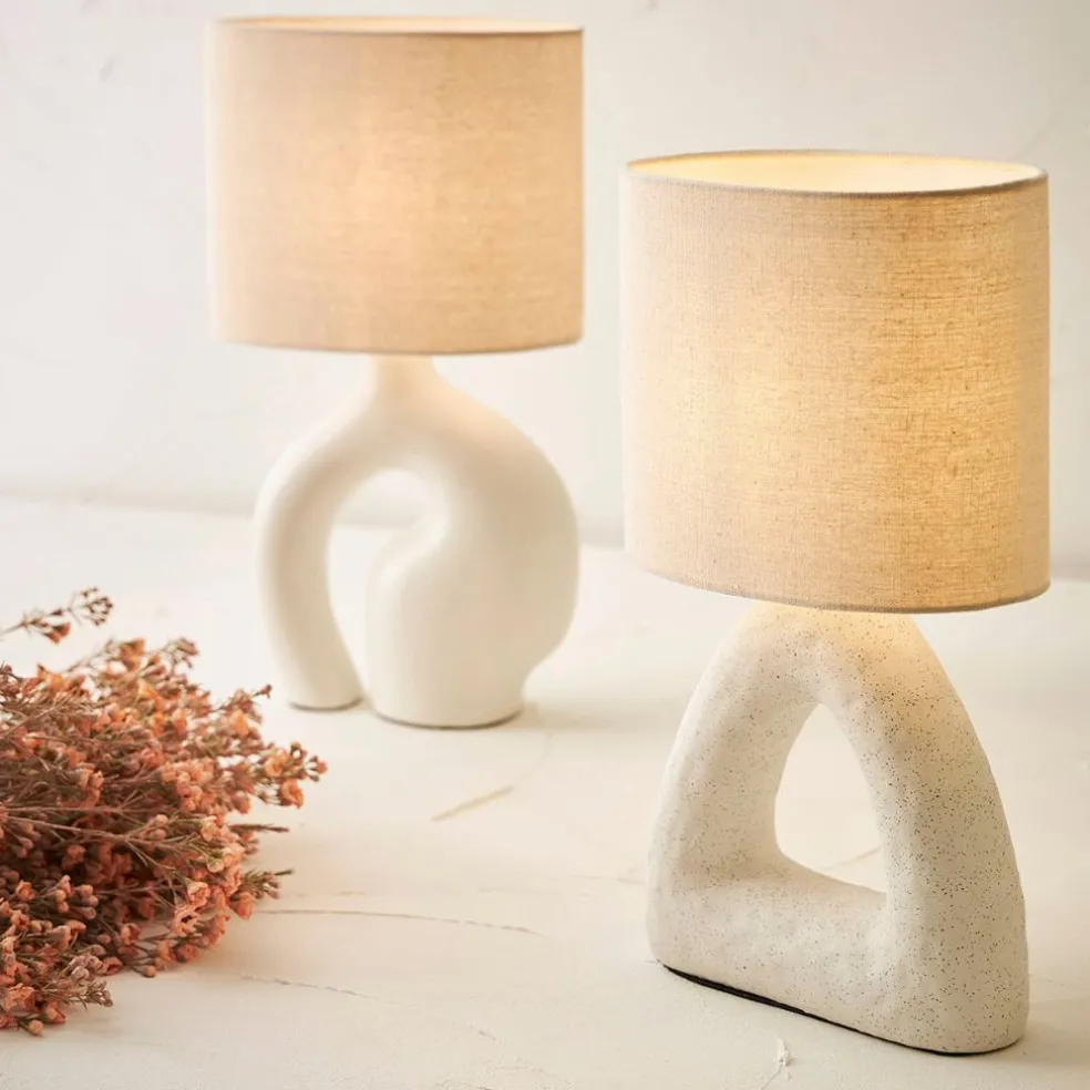 Lampe en céramique et coton blanc h38cm - Organic