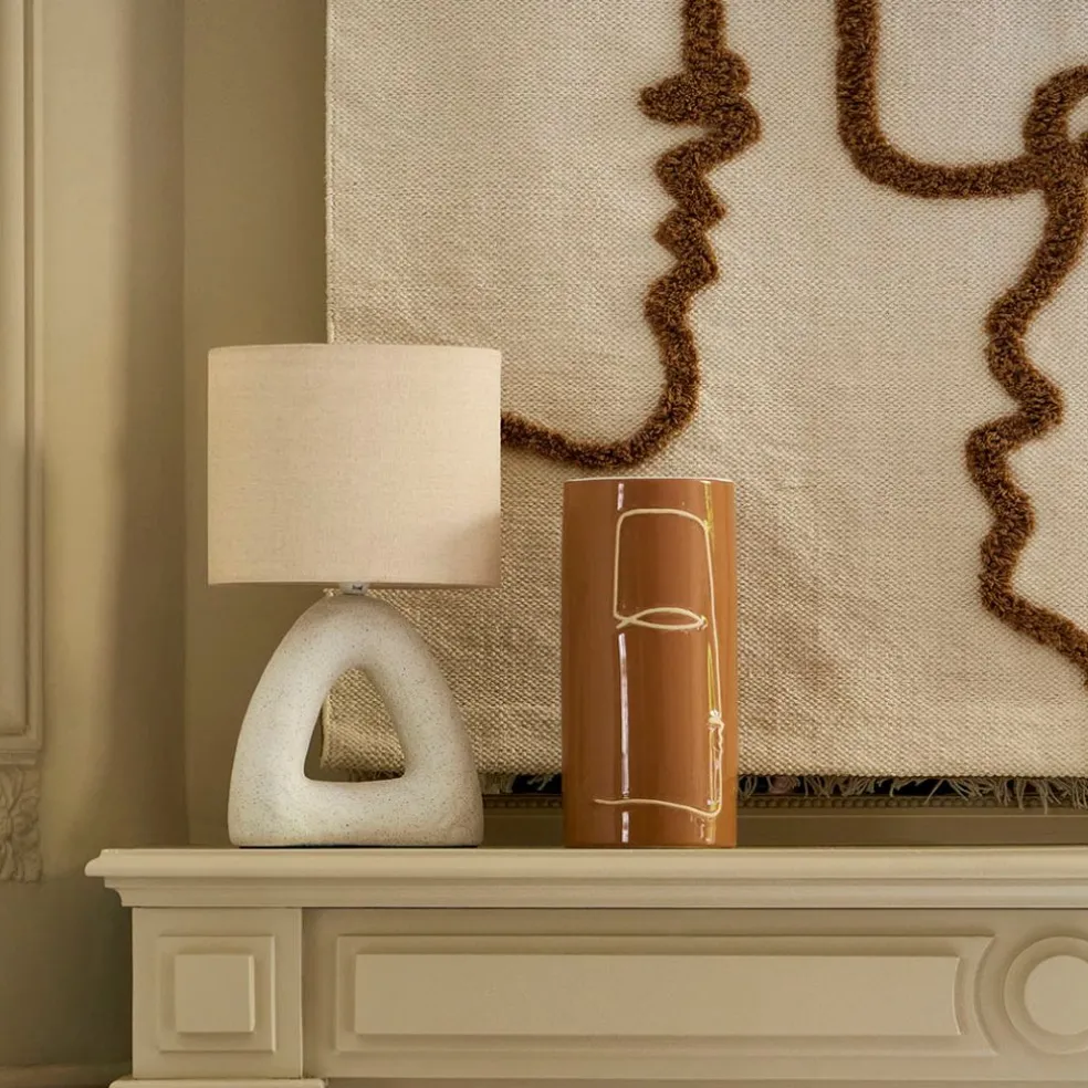 Lampe en céramique et coton blanc h38cm - Organic