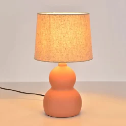 Lampe en céramique et lin terracotta h38.5cm - Dryade