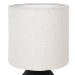 Lampe en céramique et lin noir et écru h26cm - Minimal