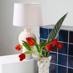 Lampe en céramique et lin écru h52cm - Klosen