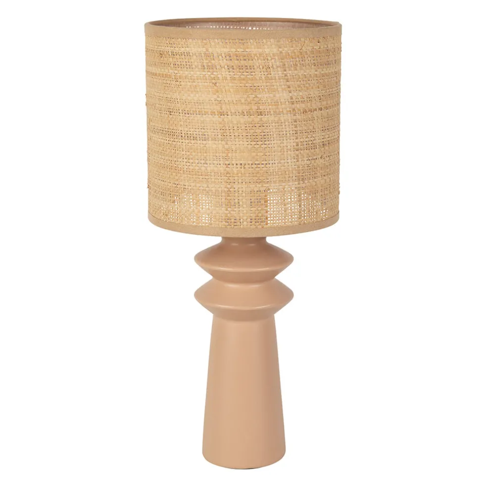 Lampe en céramique et papier naturel et nude h44cm - Opale