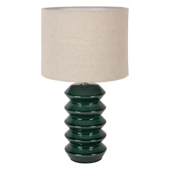 Lampe en céramique émeraude et lin h40cm - Verda