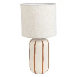 Lampe en céramique rayée brun et écru h40cm - Paese