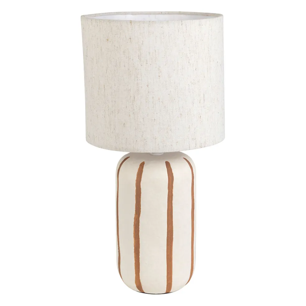Lampe en céramique rayée brun et écru h40cm - Paese
