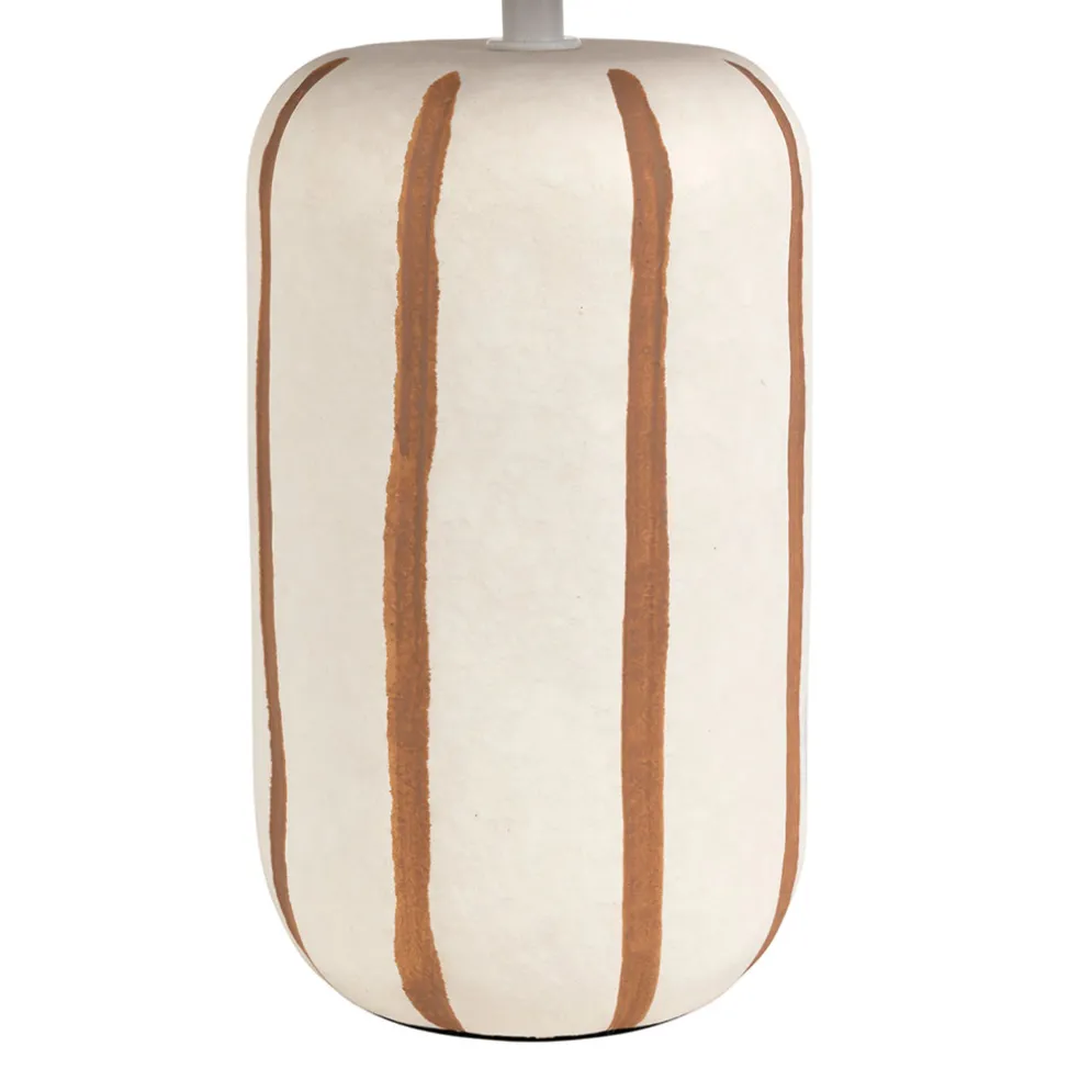 Lampe en céramique rayée brun et écru h40cm - Paese