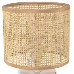 Lampe en céramique rayée corail et blanc h27cm - Medi