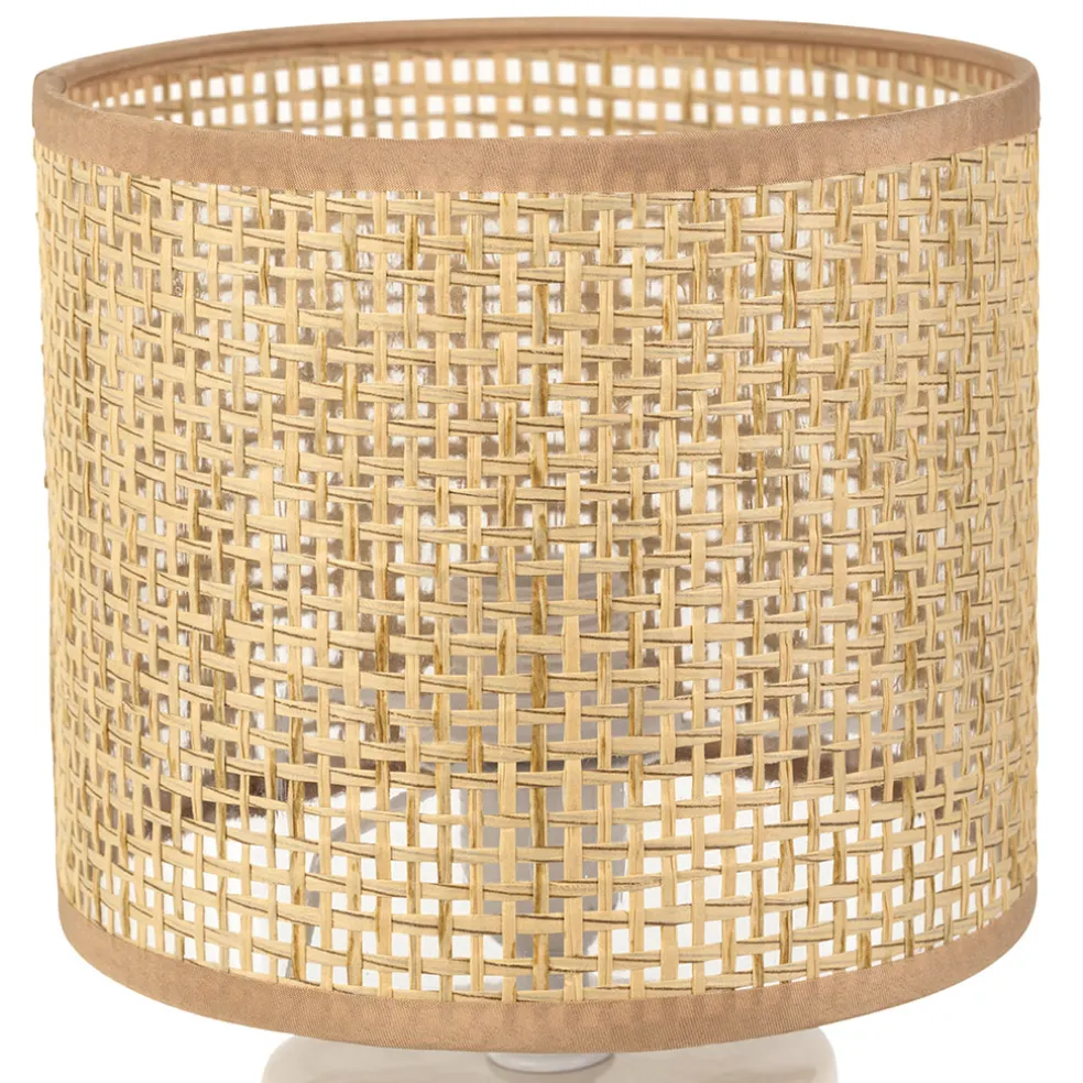 Lampe en céramique rayée émeraude et blanc h27cm - Medi