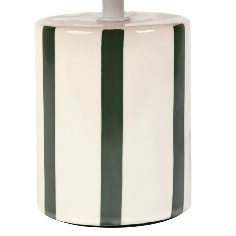 Lampe en céramique rayée émeraude et blanc h27cm - Medi