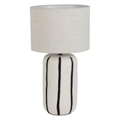 Lampe en céramique rayée noir et écru h46cm - Paese
