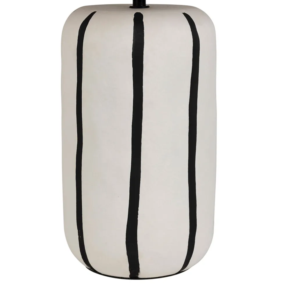Lampe en céramique rayée noir et écru h46cm - Paese