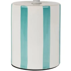 Lampe en céramique rayée turquoise et blanc h27cm - Medi