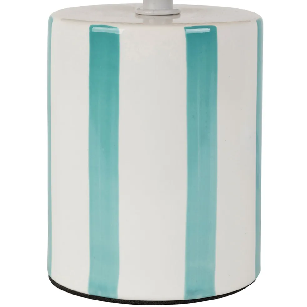 Lampe en céramique rayée turquoise et blanc h27cm - Medi