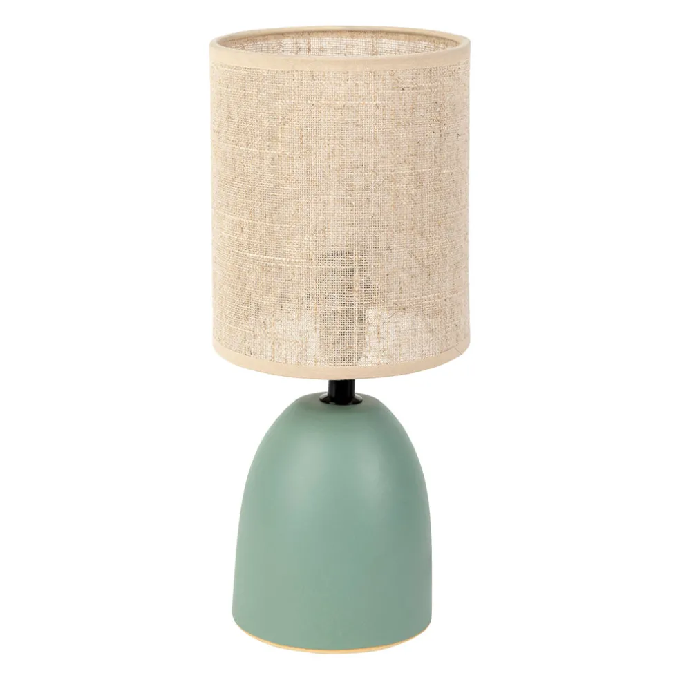 Lampe en céramique sauge et lin naturel - Jadea