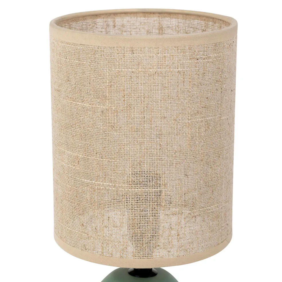 Lampe en céramique sauge et lin naturel - Jadea