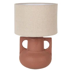 Lampe en céramique terracotta et lin h33.5cm - Eterra
