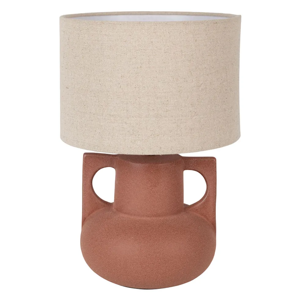 Lampe en céramique terracotta et lin h33.5cm - Eterra