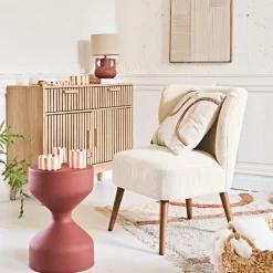 Lampe en céramique terracotta et lin h33.5cm - Eterra