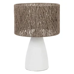 Lampe en fer blanc et jute h41cm - Quintao