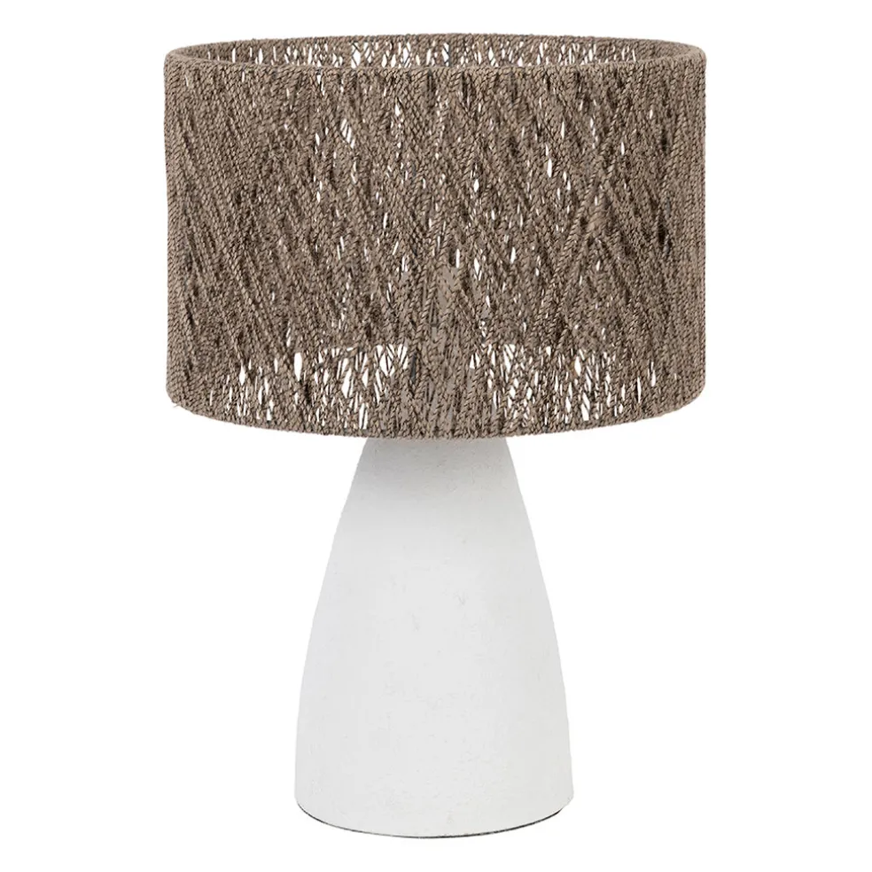 Lampe en fer blanc et jute h41cm - Quintao