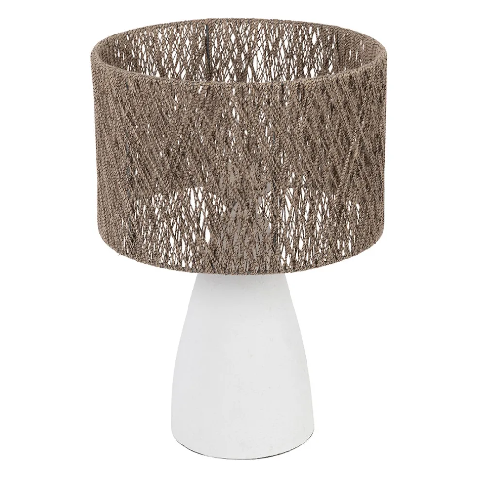 Lampe en fer blanc et jute h41cm - Quintao