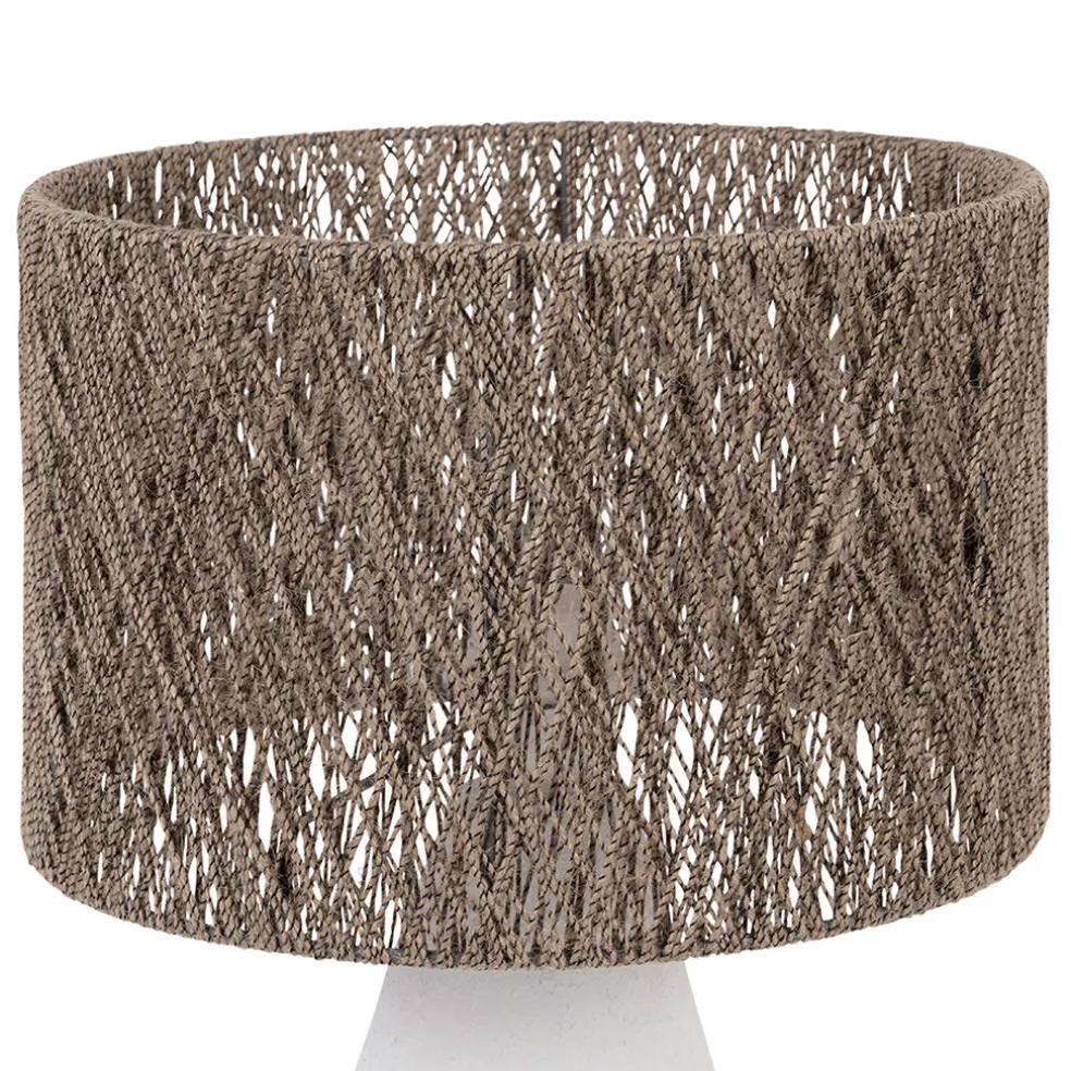 Lampe en fer blanc et jute h41cm - Quintao