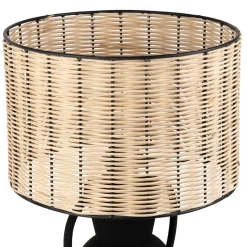 Lampe en fer noir et rotin h49cm - Haleg