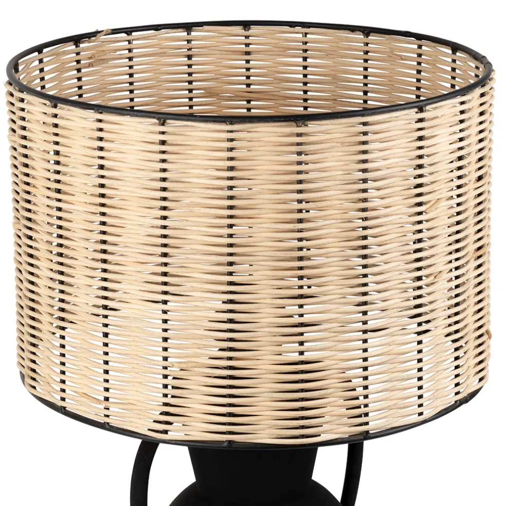 Lampe en fer noir et rotin h49cm - Haleg