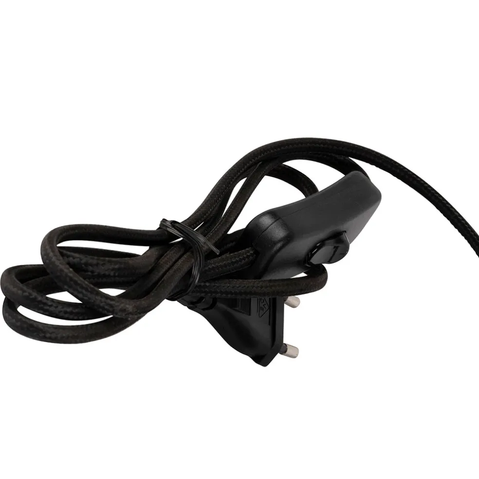 Lampe en fer noir et rotin h49cm - Haleg