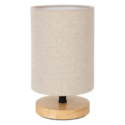 Lampe en hévéa et lin naturel et beige h23.5cm - Filen