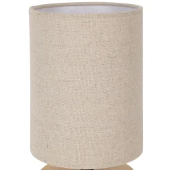 Lampe en hévéa et lin naturel et beige h23.5cm - Filen