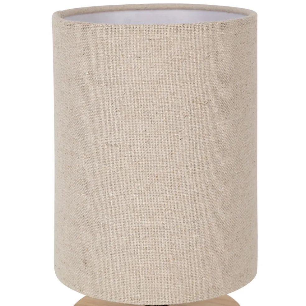 Lampe en hévéa et lin naturel et beige h23.5cm - Filen