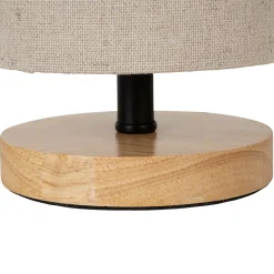 Lampe en hévéa et lin naturel et beige h23.5cm - Filen