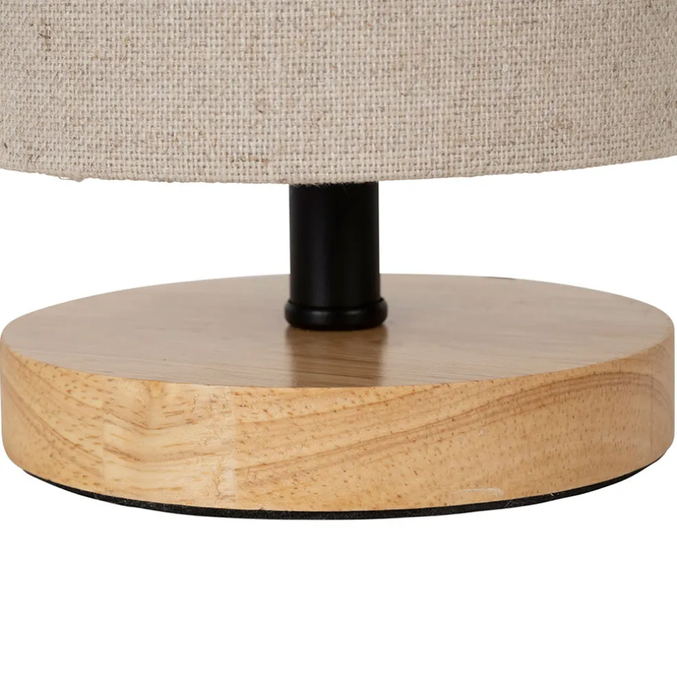 Lampe en hévéa et lin naturel et beige h23.5cm - Filen