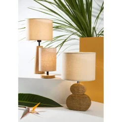 Lampe en manguier et coton naturel h47.5cm - Eterra