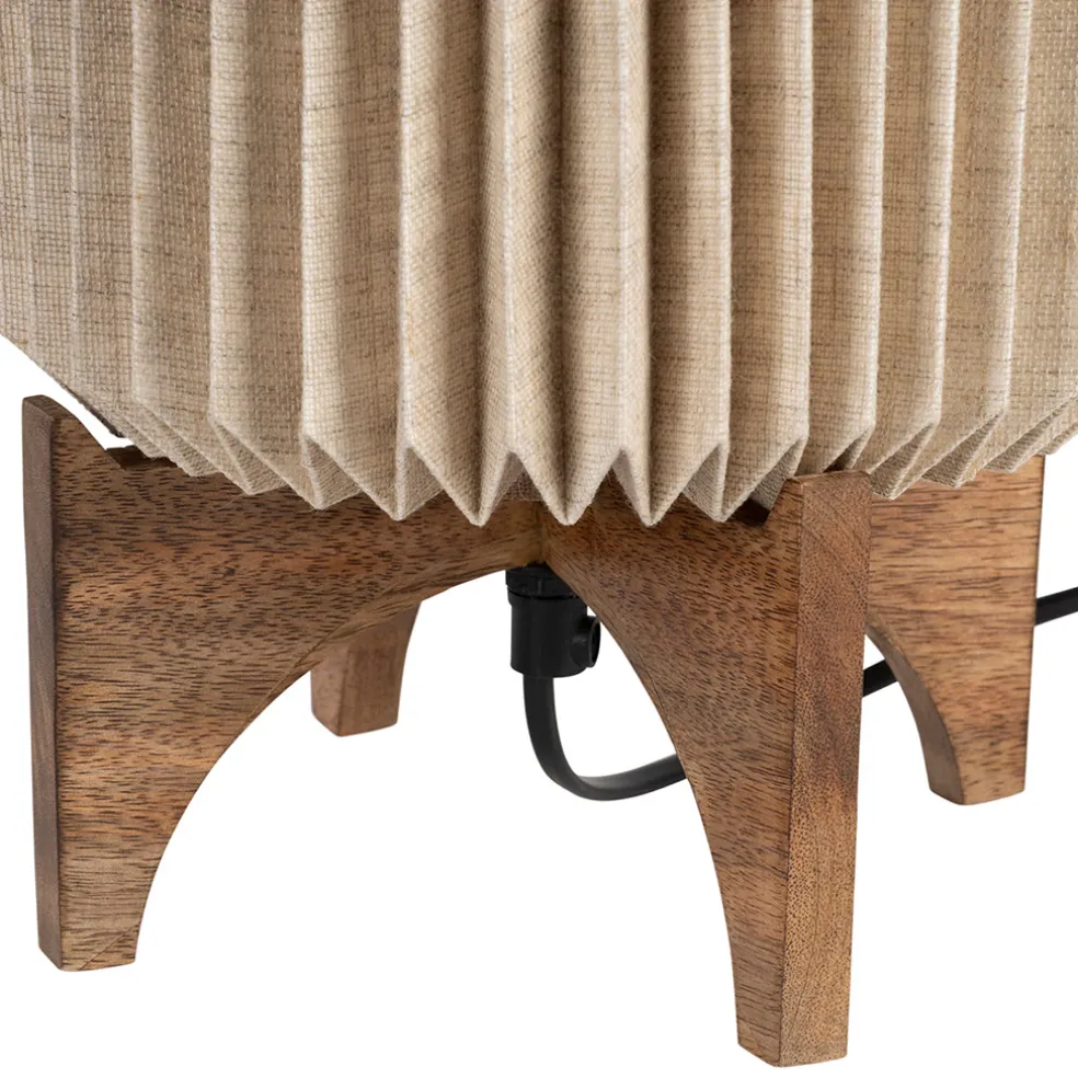 Lampe en manguier et lin naturel h41cm - Fontelo