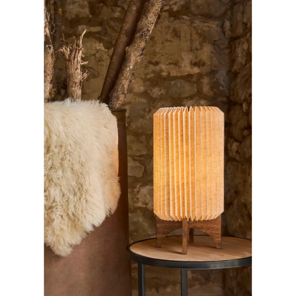 Lampe en manguier et lin naturel h41cm - Fontelo