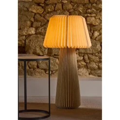 Lampe en papier et lin naturel h94cm - Fontelo