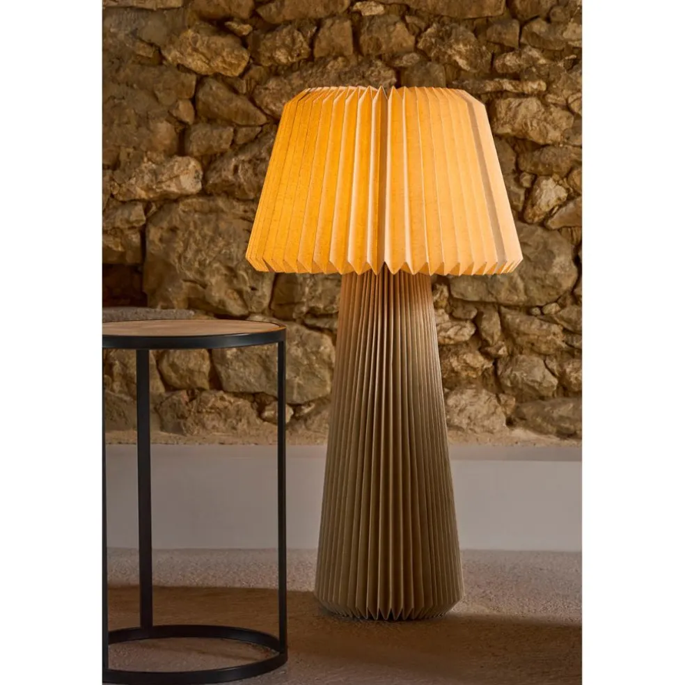 Lampe en papier et lin naturel h94cm - Fontelo