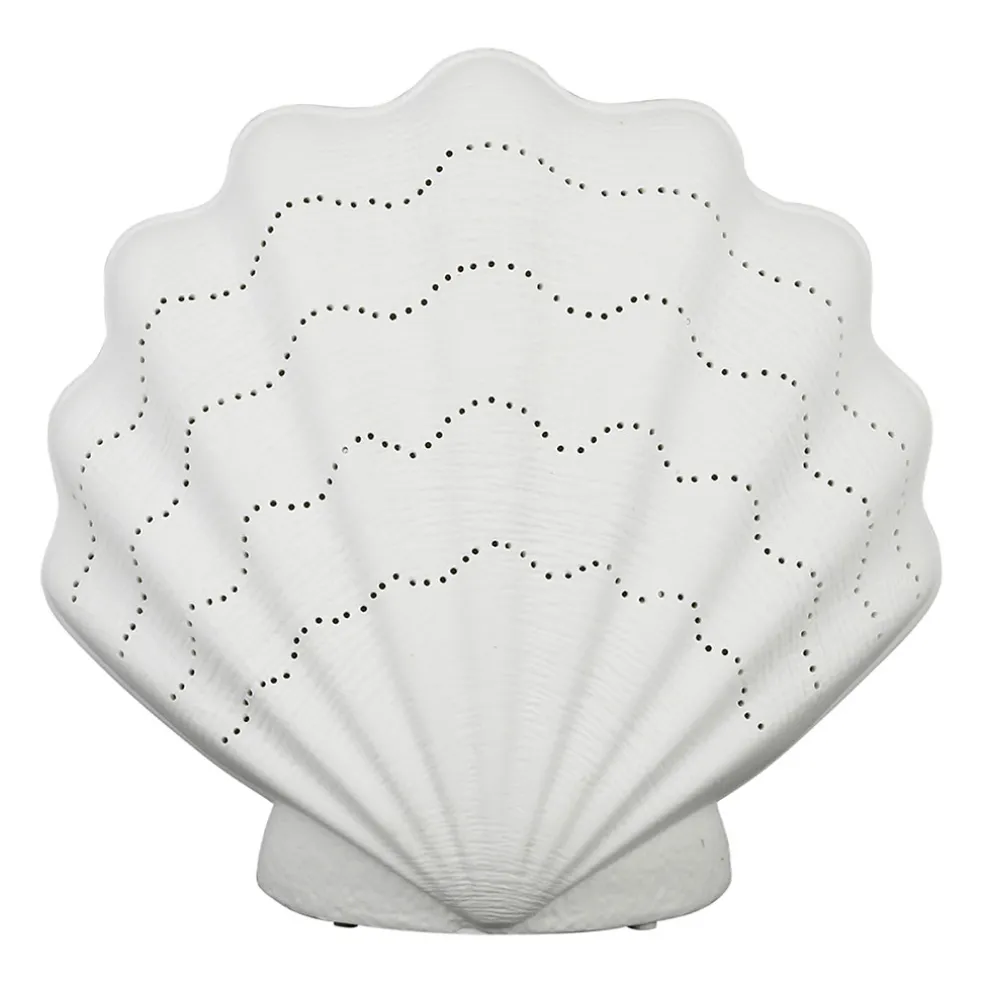 Lampe en porcelaine blanc h21.5cm - Coquillage