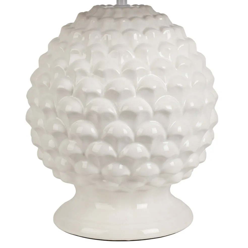 Lampe en porcelaine et lin blanc h59cm - Phebe