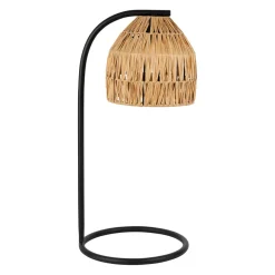 Lampe en raphia et fer naturel et noir h50cm - Tulum