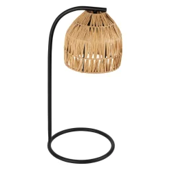 Lampe en raphia et fer naturel et noir h50cm - Tulum