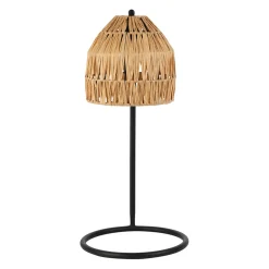 Lampe en raphia et fer naturel et noir h50cm - Tulum