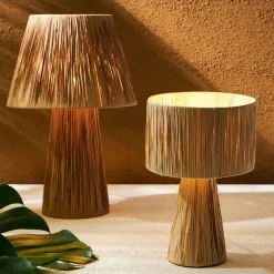 Lampe en raphia et fer naturel h30cm - Organic